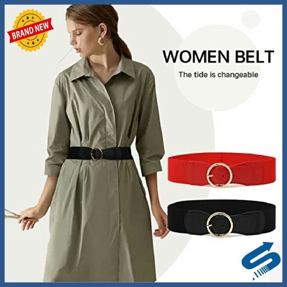 Women\'s Stretchy Waist Belt with Chunky Buckle - Adjustable Fit main image 5